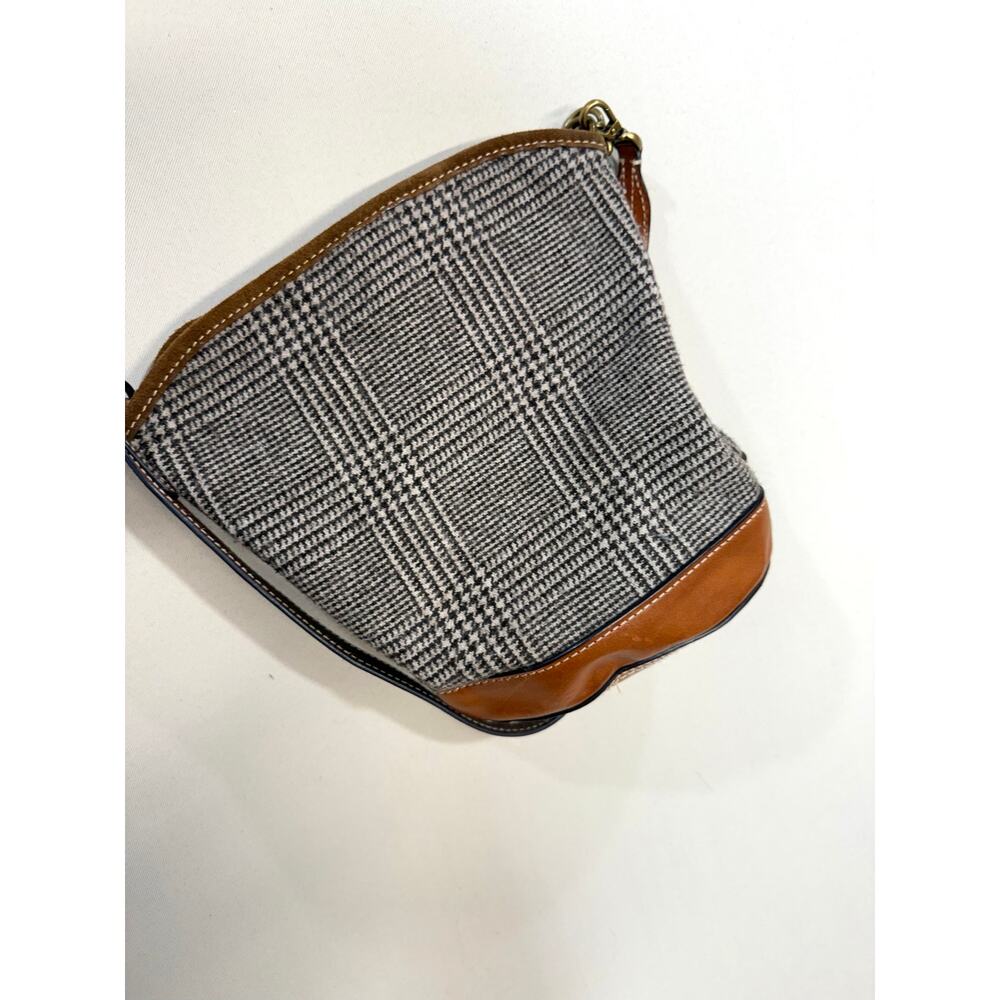 Polo Ralph Lauren Accessories Wool Glen Plaid & Suede Bucket Bag - Picture 7 of 8